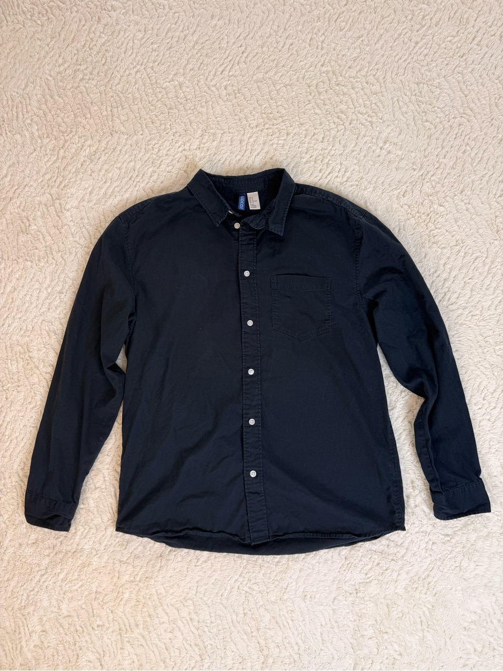 H&M Men's Black Casual Button-Down Shirt